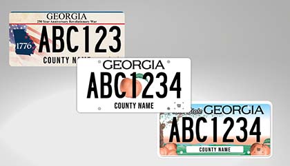 3 Tags three different Georgia car license plates